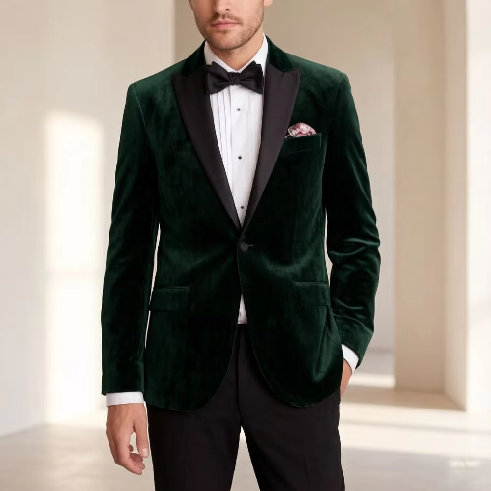 Elegant Formal Men'S Wear - Erkekler için Kadife Resmi Takım Elbise