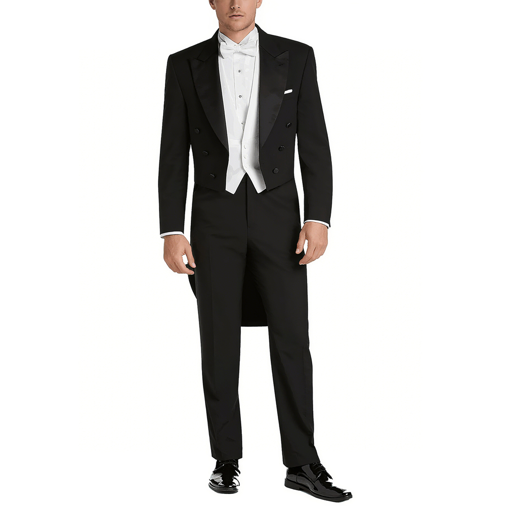 Elegant Formal Men'S Wear - Erkek Saten Kruvaze Yaka Takım Elbise