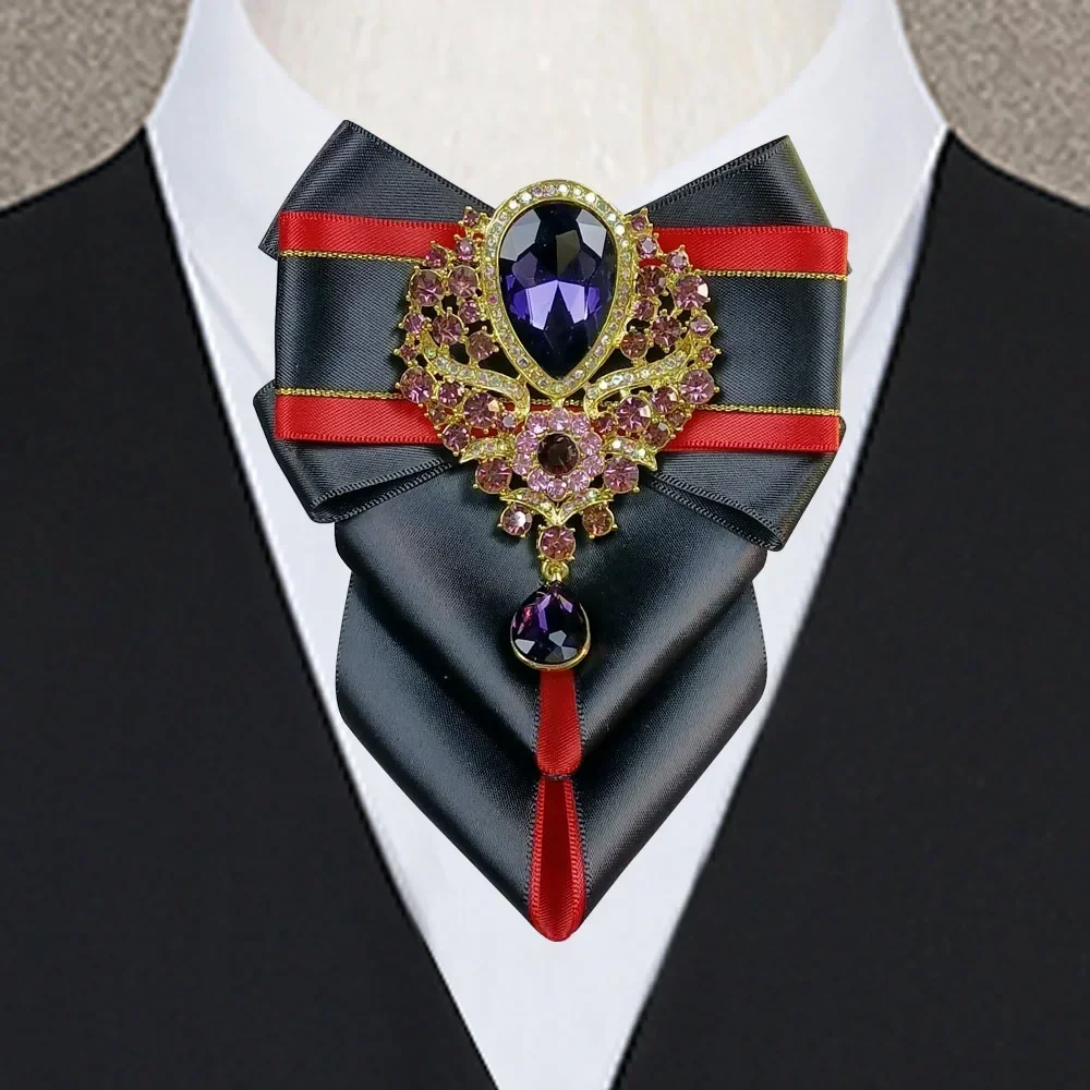 Men'S Formal Wear Jewelry - Lüks Orijinal Yeni Mor Rhinestone Papyon