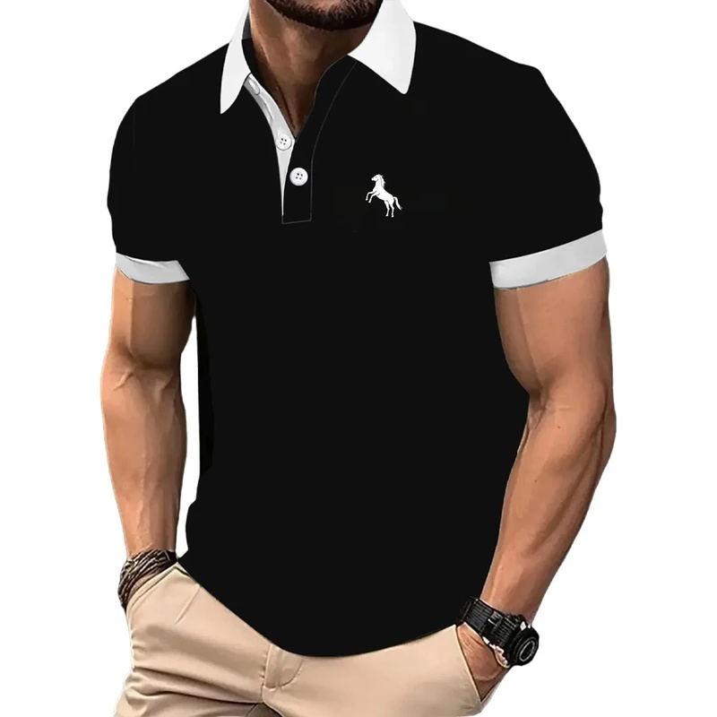 Men Formal Wear Clothes - Erkek Polo gömlek, kısa kollu, degrade