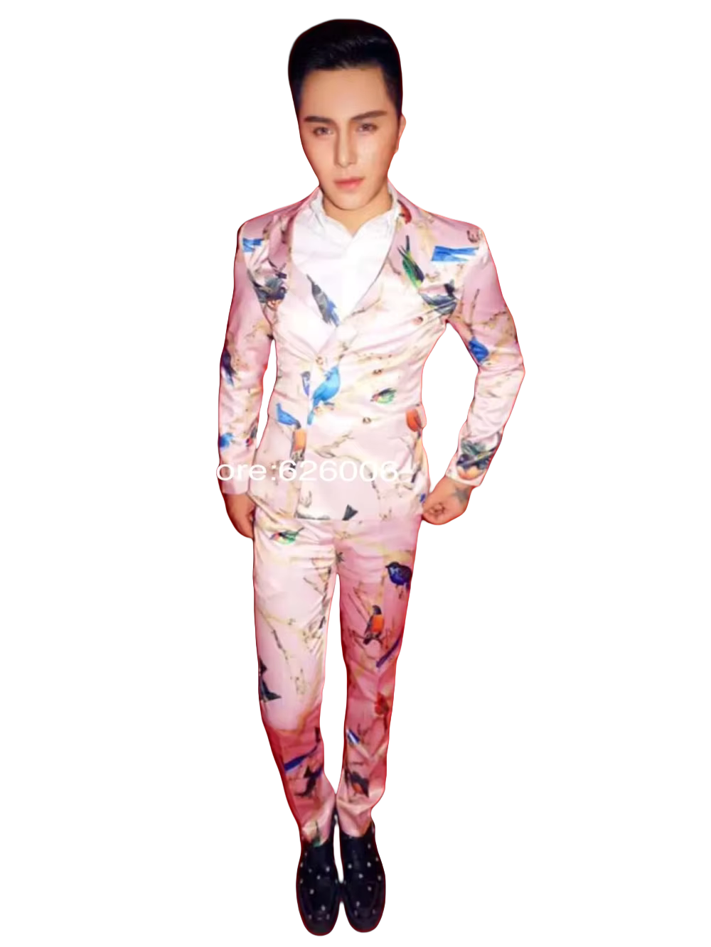 Erkek Moda Çiçek Pembe Kuşlar  - Men Formal Party Wear Dress incelemesi ve fiyatı