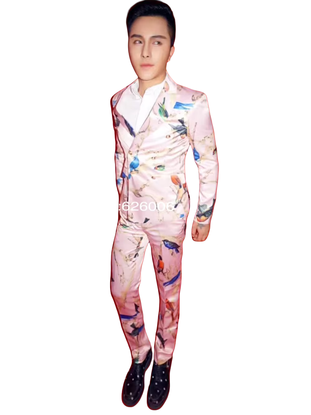Erkek Moda Çiçek Pembe Kuşlar  - Men Formal Party Wear Dress incelemesi ve fiyatı
